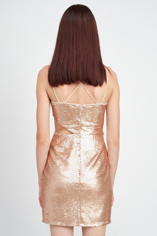 Starlight Soirée Cut-Out Sequin Mini Dress - Ivory-Avah