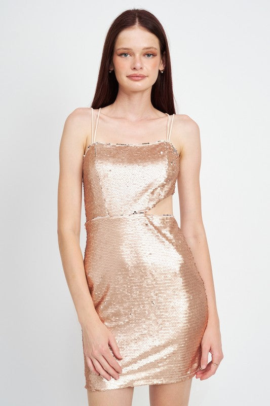 Starlight Soirée Cut-Out Sequin Mini Dress - Ivory-Avah