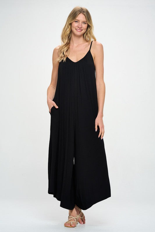 AVAH-Taylor V-Neck Sleeveless Jumpsuit-Black