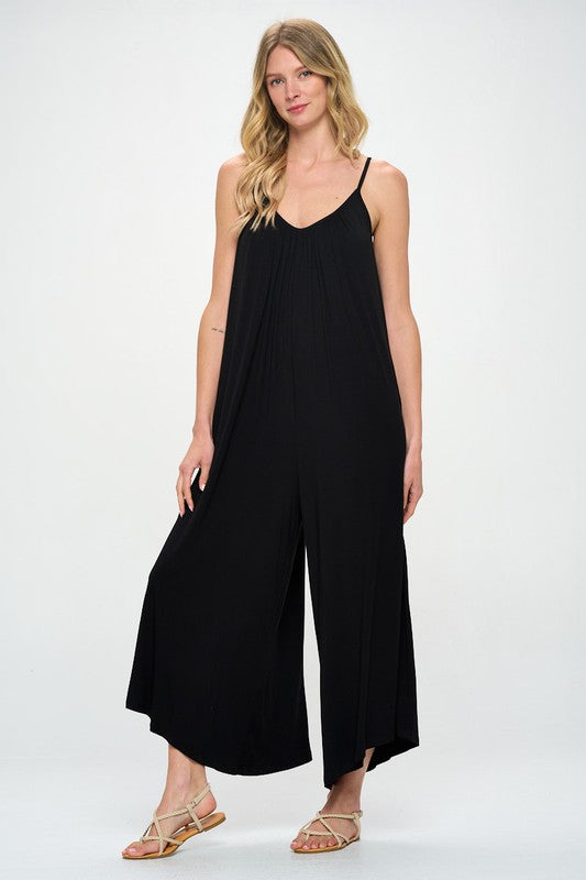 AVAH-Taylor V-Neck Sleeveless Jumpsuit-Black