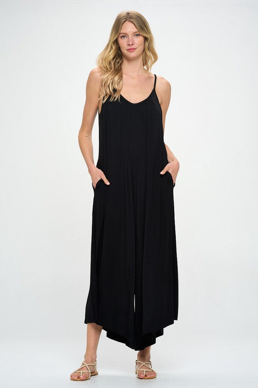 AVAH-Taylor V-Neck Sleeveless Jumpsuit-Black