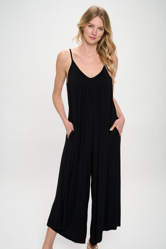 AVAH-Taylor V-Neck Sleeveless Jumpsuit-Black