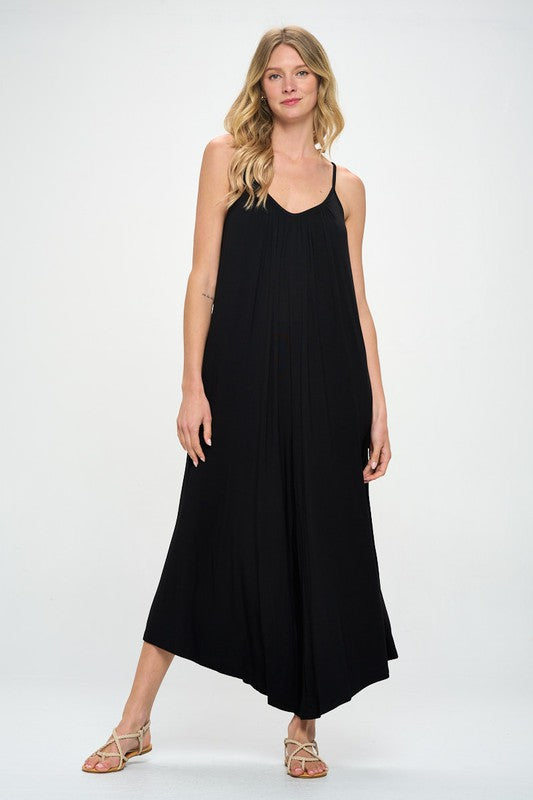 AVAH-Taylor V-Neck Sleeveless Jumpsuit-Black