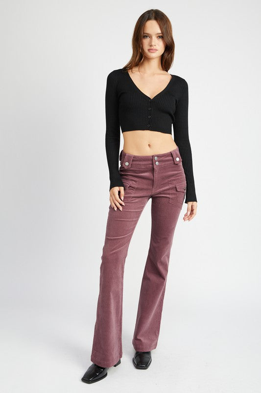Rustic Elegance Low Rise Flare Pants-Mauve-Avah