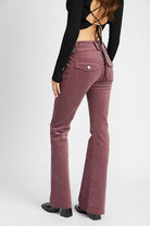 Rustic Elegance Low Rise Flare Pants-Mauve-Avah