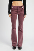 Rustic Elegance Low Rise Flare Pants-Mauve-Avah