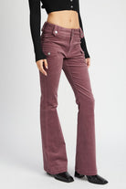 Rustic Elegance Low Rise Flare Pants-Mauve-Avah
