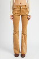 Rustic Elegance Low Rise Flare Pants-Khaki-Avah