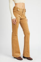 Rustic Elegance Low Rise Flare Pants-Khaki-Avah
