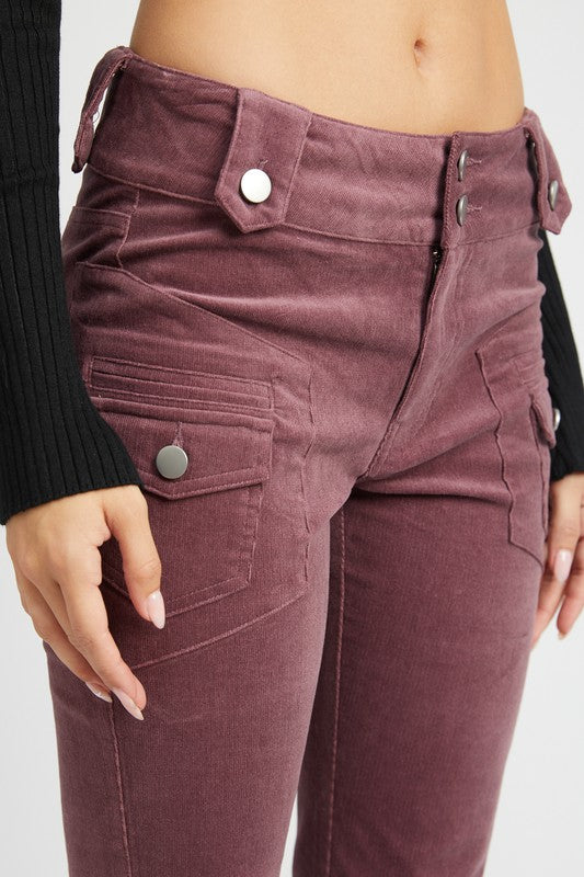 Rustic Elegance Low Rise Flare Pants-Mauve-Avah