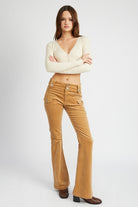 Rustic Elegance Low Rise Flare Pants-Khaki-Avah