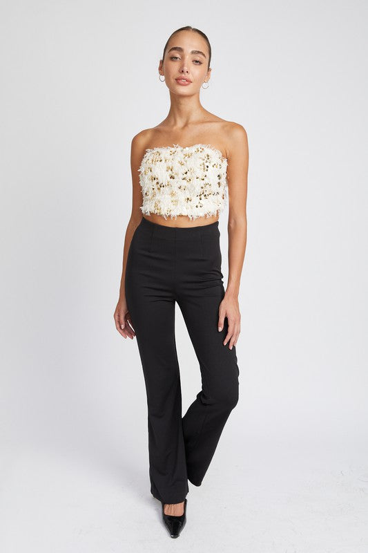 Festive Fête Feathered Tube Top - Cream-Avah