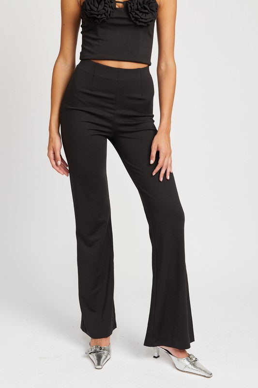 Sleek Silhouette High Waisted Flared Pants - Black-Avah
