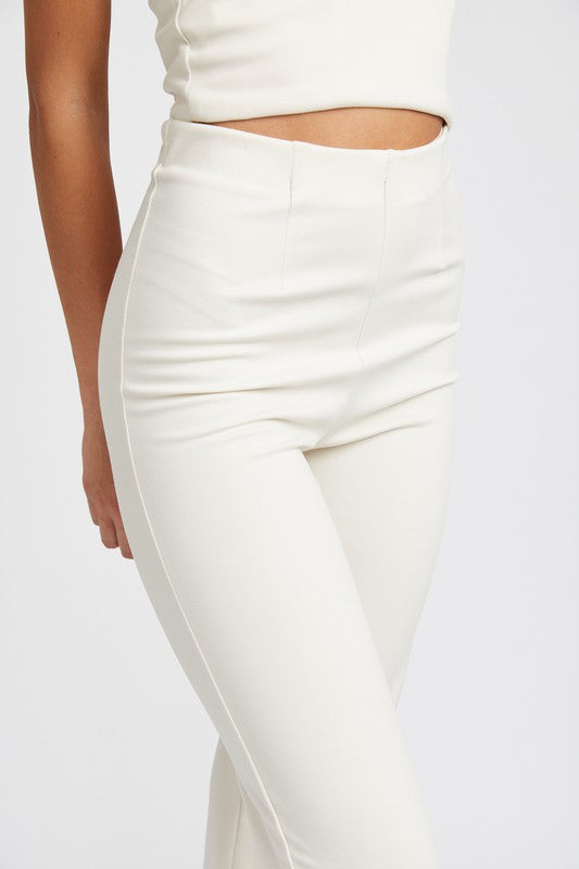 Sleek Silhouette High Waisted Flared Pants - Cream-Avah