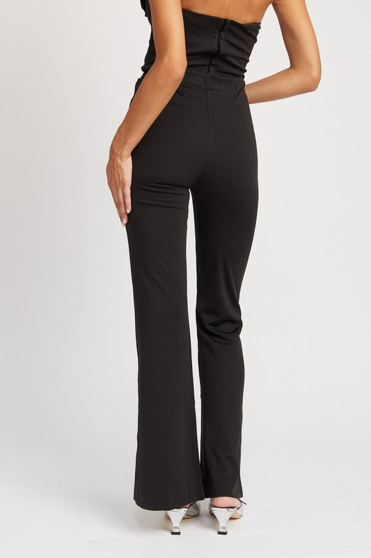 Sleek Silhouette High Waisted Flared Pants - Black-Avah