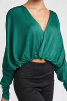 Elegance Unraveled V-Neck Long Sleeve Top - Teal -Avah