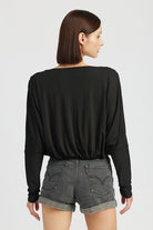 Elegance Unraveled V-Neck Long Sleeve Top - Black-Avah