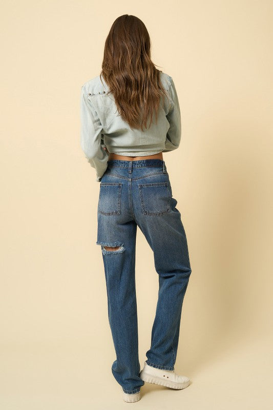Elevated Edge High Waisted Straight Leg Jeans-AVAH