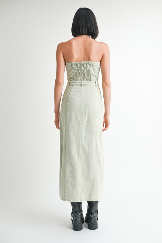AVAH-Impact Strapless Washed Denim Dress