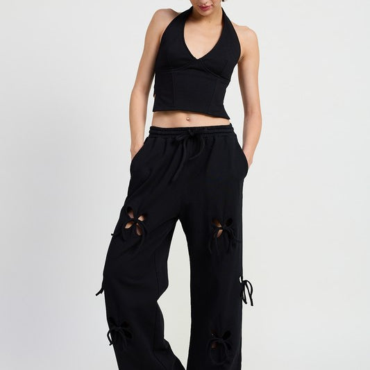 Sweet Bow Cutout Sweatpants