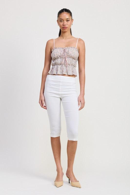 AVAH-Playful Femininity Floral Cami Crop Top with Ruffles-Pink