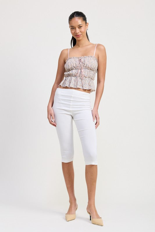 AVAH-Playful Femininity Floral Cami Crop Top with Ruffles-Pink