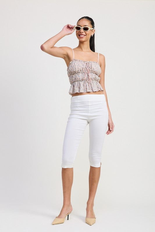 AVAH-Playful Femininity Floral Cami Crop Top with Ruffles-Pink