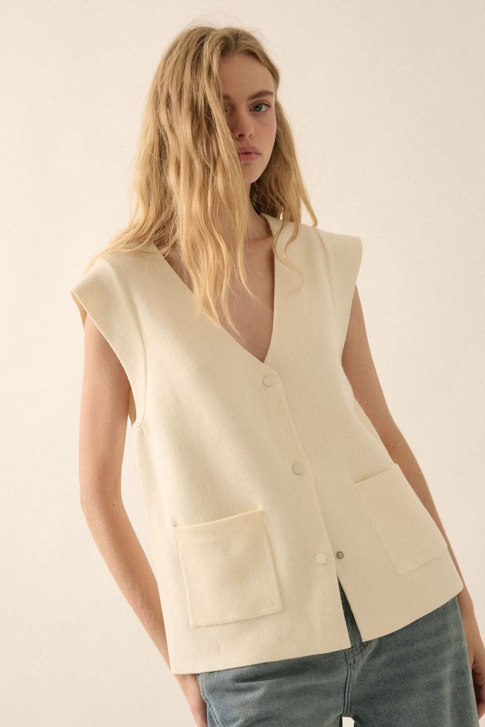 AVAH-Noa Summer Cardigan Vest-Cream