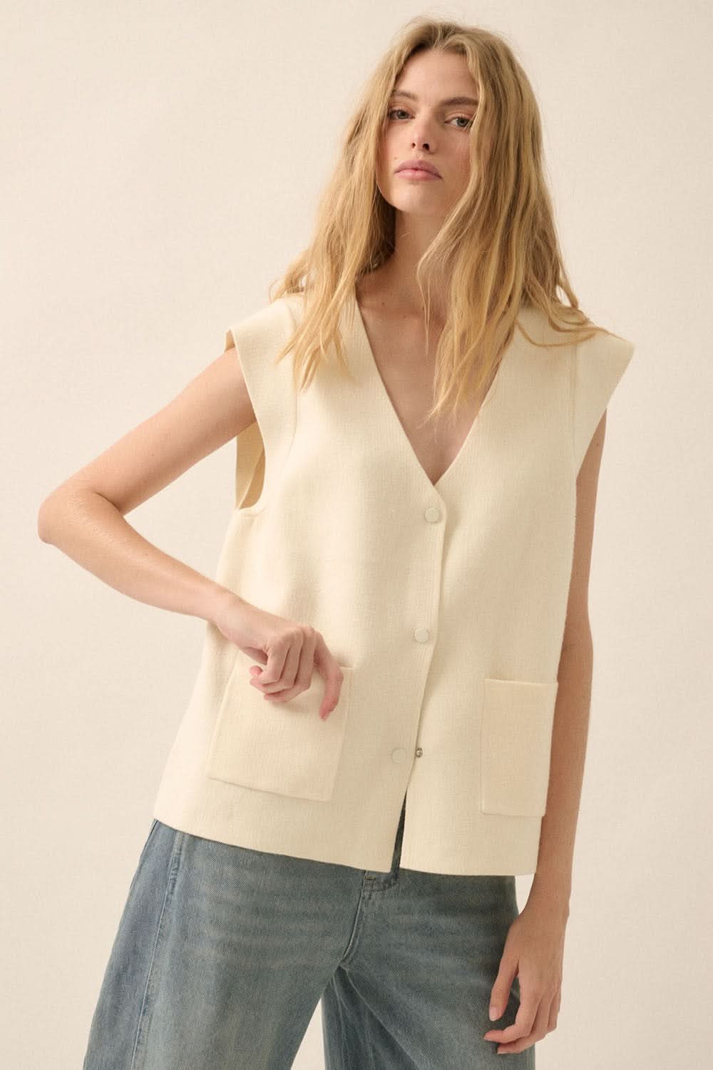 AVAH-Noa Summer Cardigan Vest-Cream