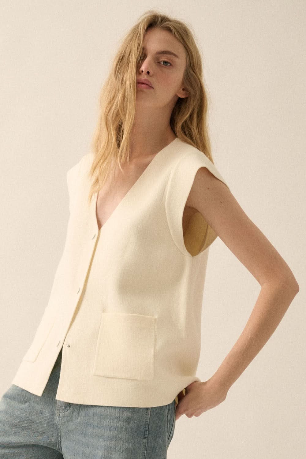 AVAH-Noa Summer Cardigan Vest-Cream