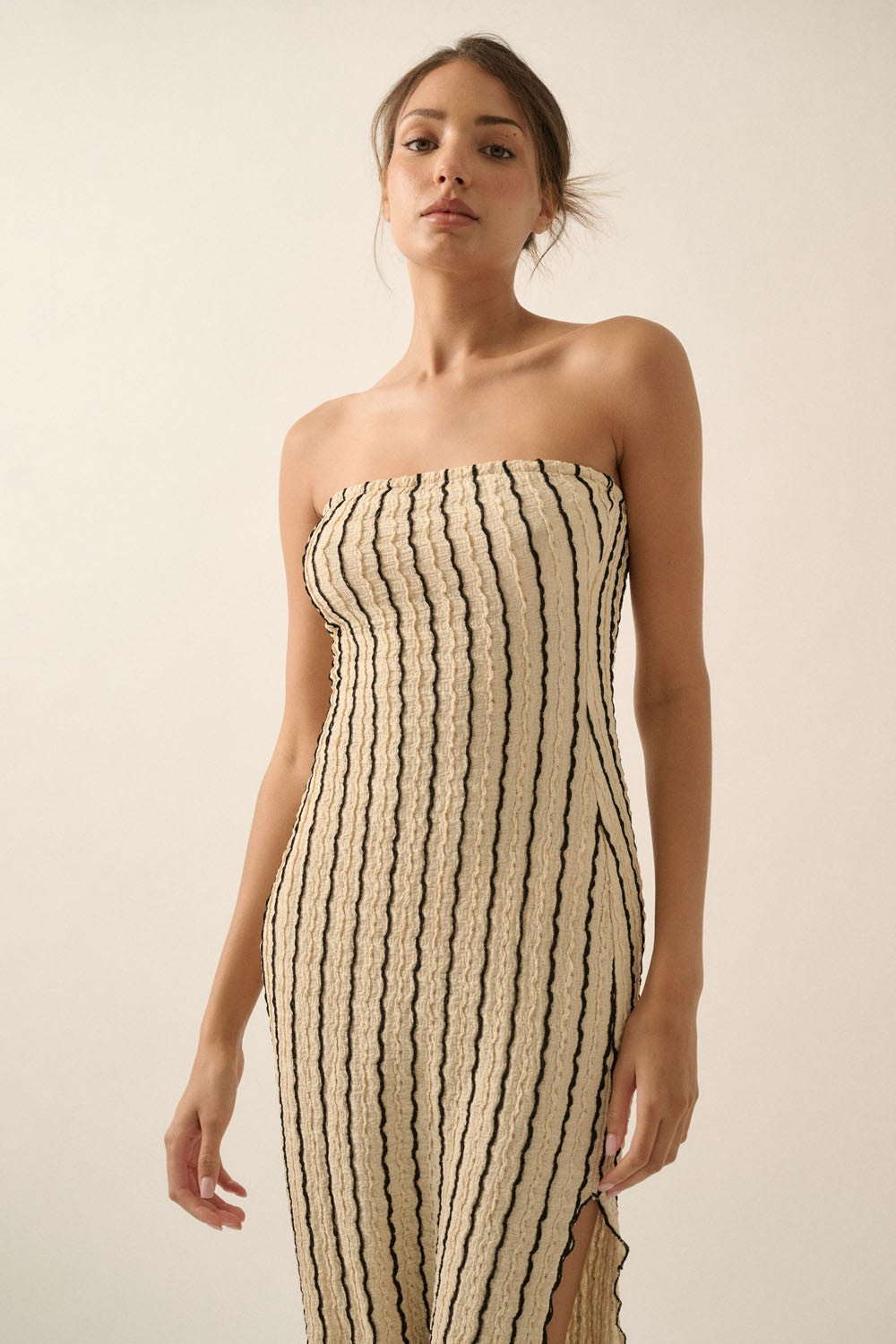 AVAH-Desert Mirage Bodycon Maxi Dress-Natural-Beige
