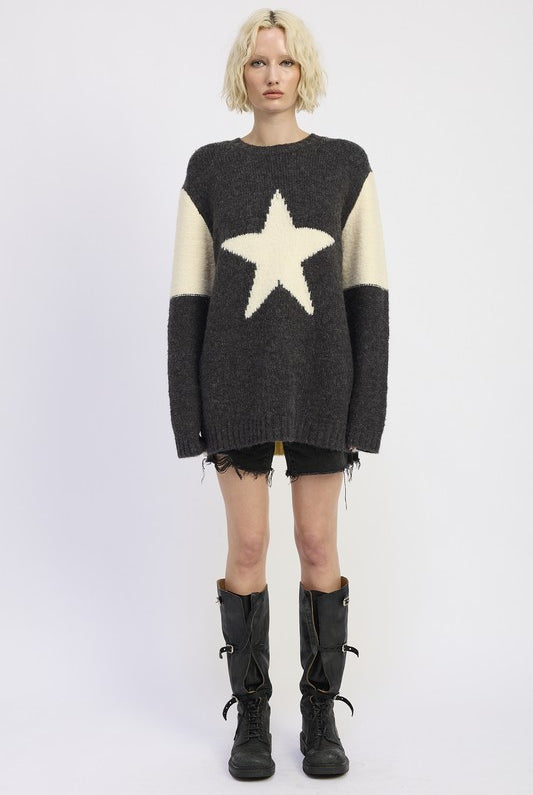 full front view of star sweater outfit