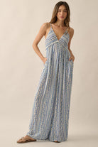 AVAH-Mediterranean-Breeze-V-Neck-Wide-Leg-Jumpsuit-Blue and White