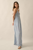 AVAH-Mediterranean-Breeze-V-Neck-Wide-Leg-Jumpsuit-Blue and White