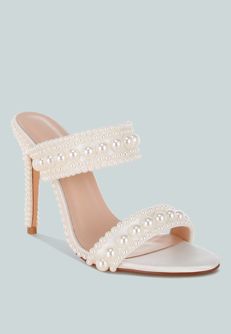 Ambrin Pearl Embellished Slip On Stiletto Heels-2