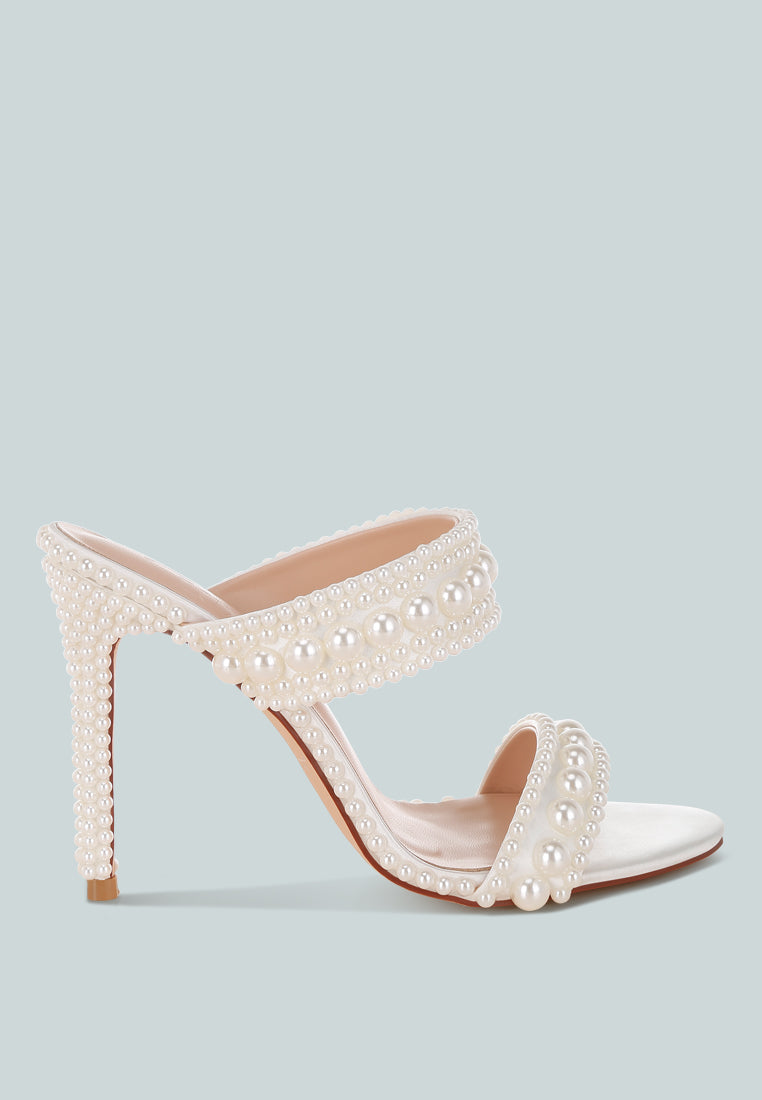 Ambrin Pearl Embellished Slip On Stiletto Heels-0