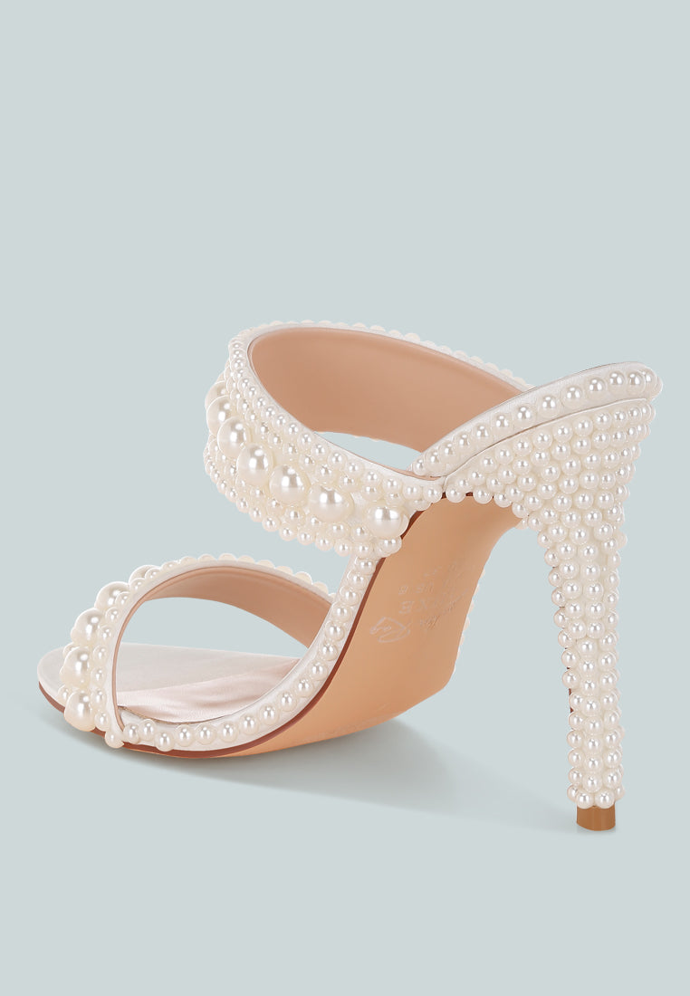 Ambrin Pearl Embellished Slip On Stiletto Heels-3