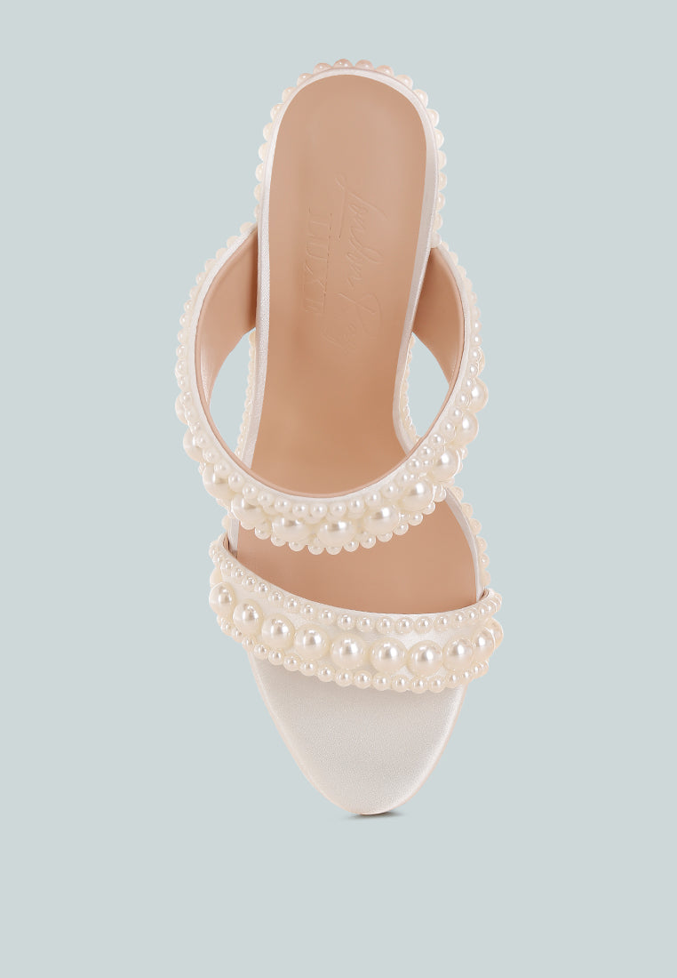 Ambrin Pearl Embellished Slip On Stiletto Heels-4