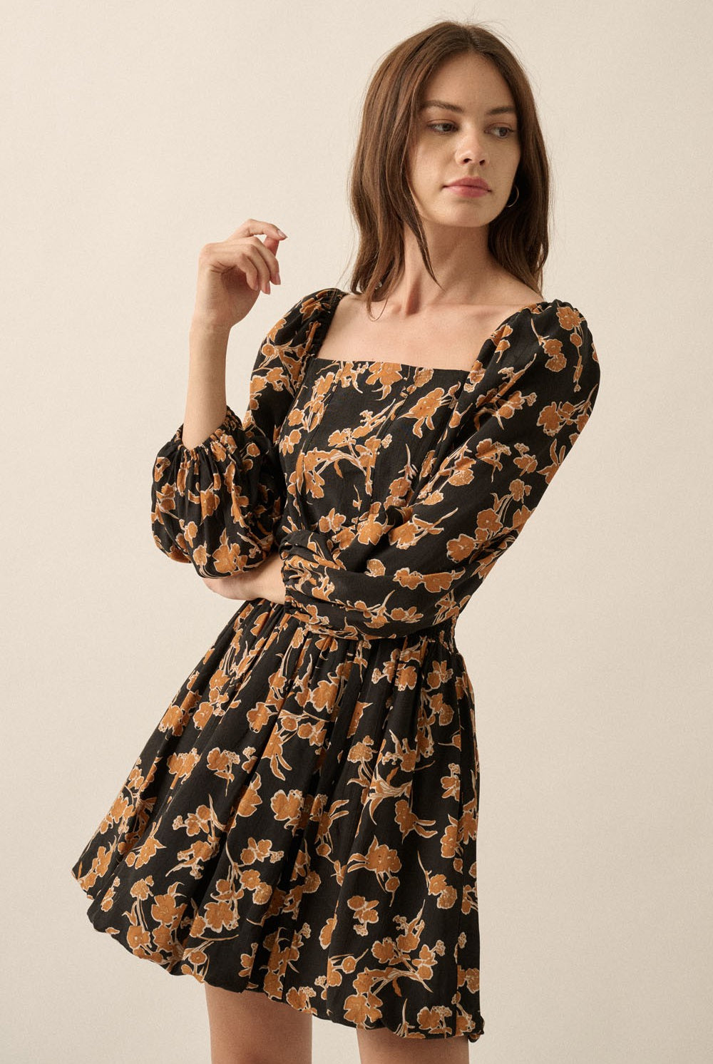 Autumn-Whispers-Square-Neck-Floral-Mini-Dress-Black-Rust-Floral-Avah