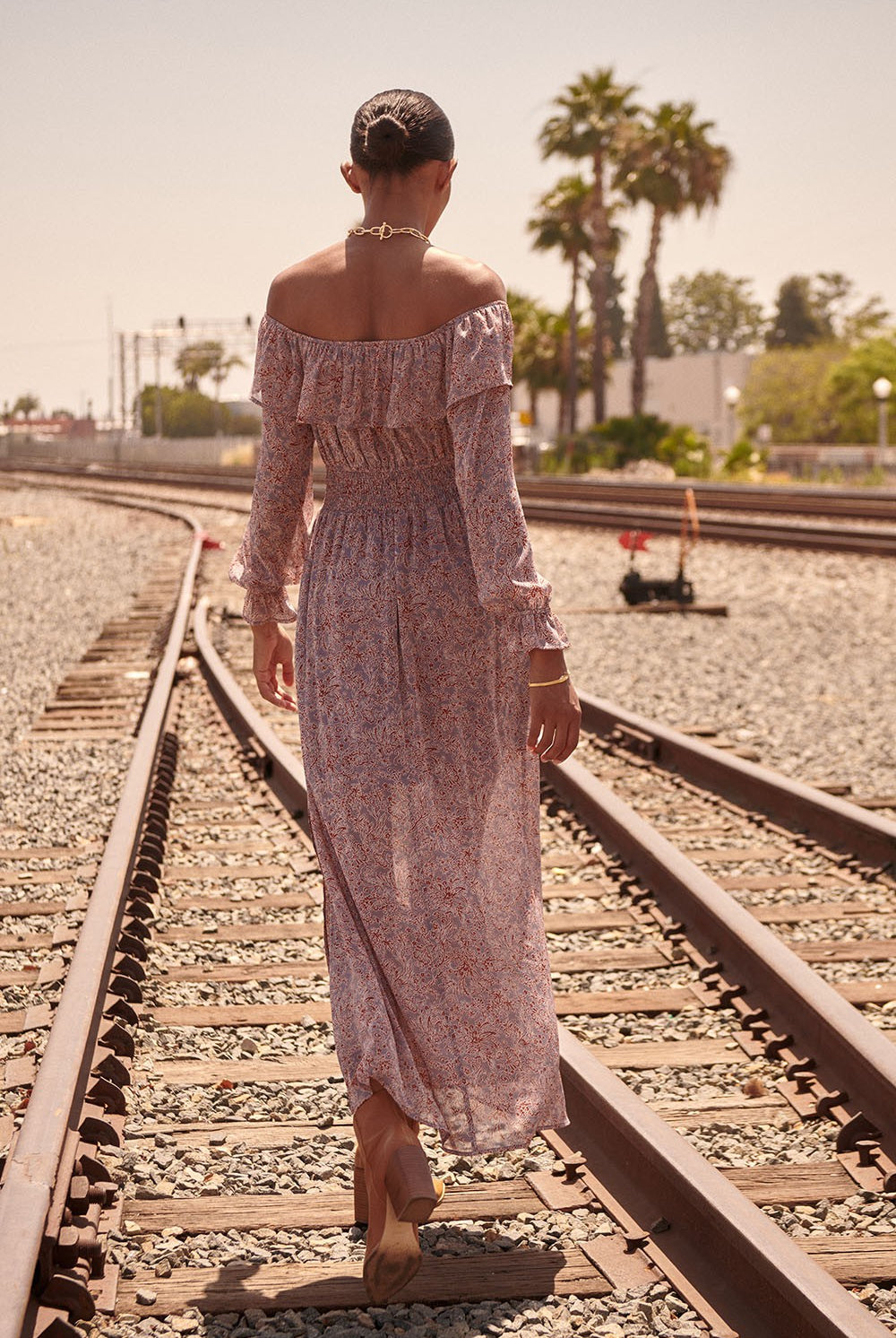 Azure Romance Floral Long Sleeve Maxi Dress