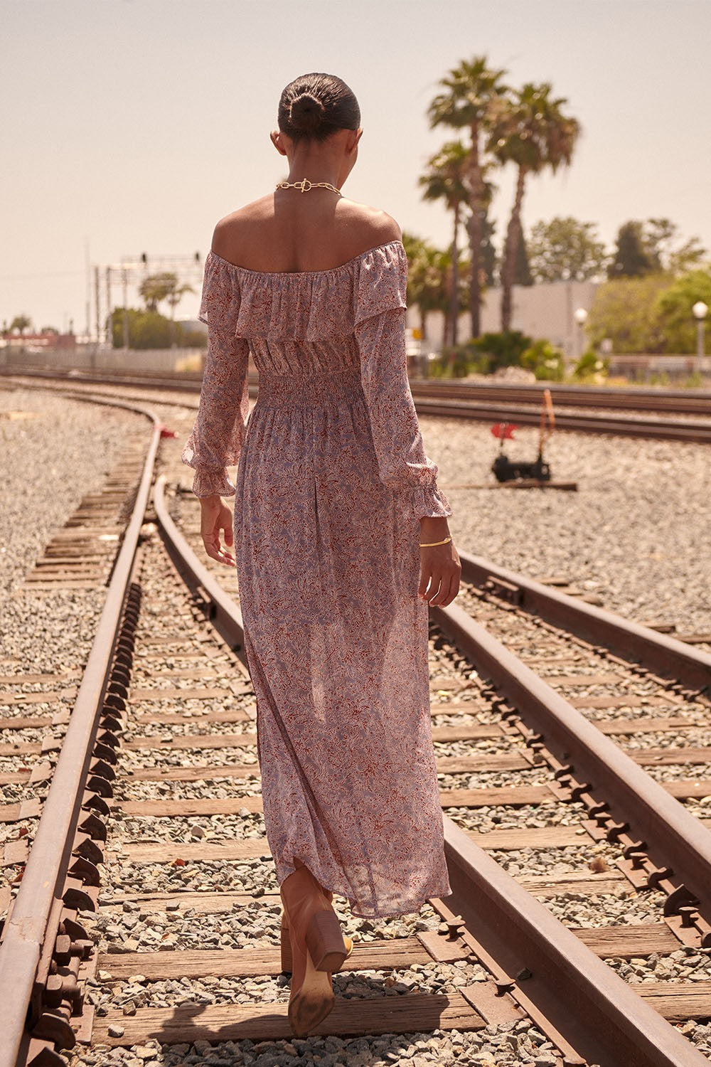 Azure Romance Floral Long Sleeve Maxi Dress