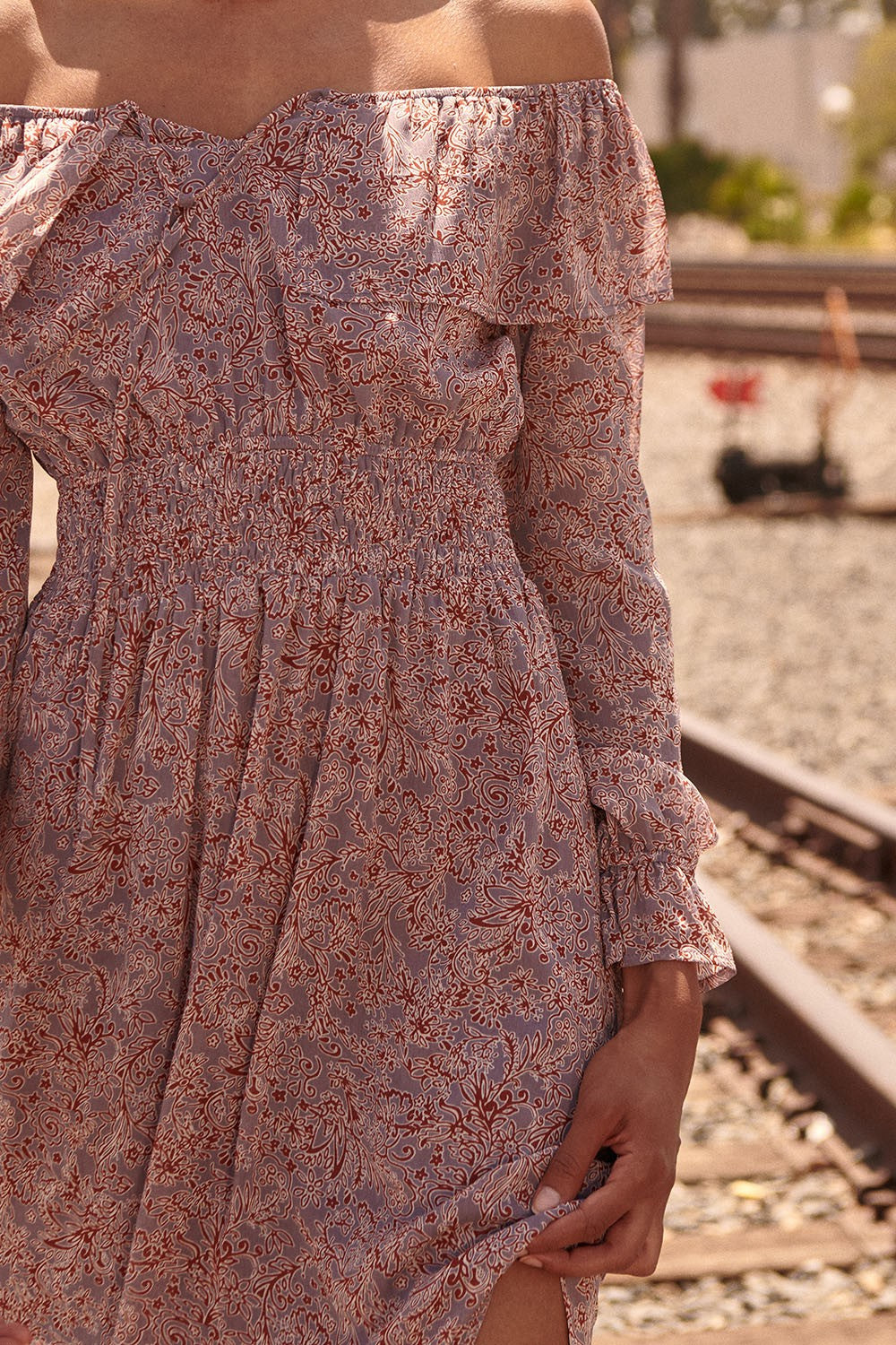 Azure Romance Floral Long Sleeve Maxi Dress