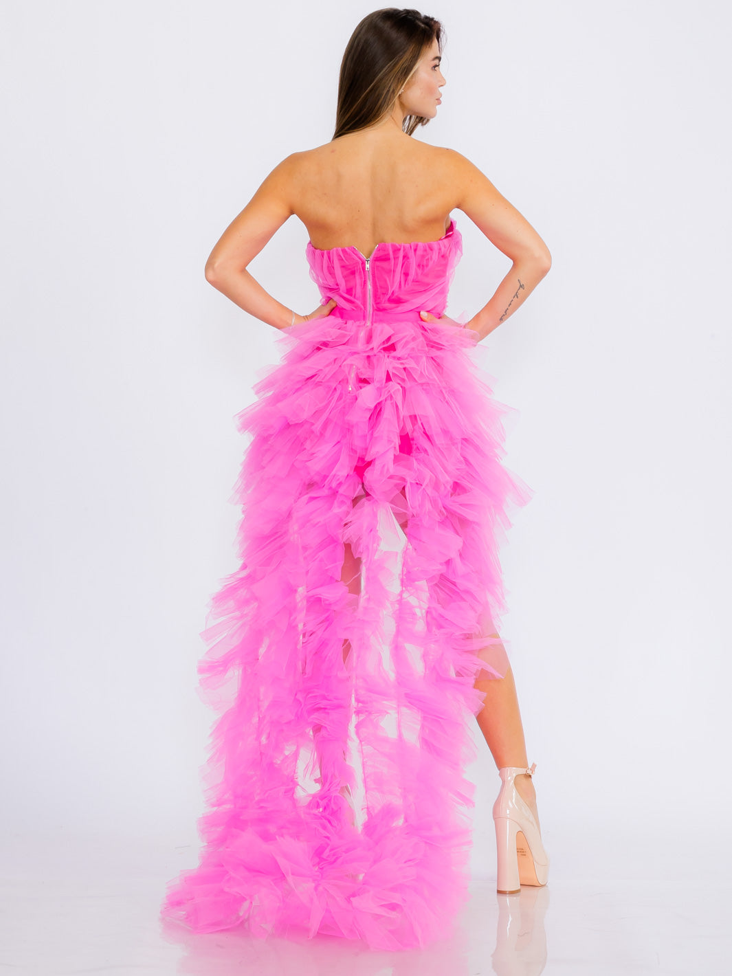 AVAH-Behold The Beauty Strapless Pink Tulle Dress