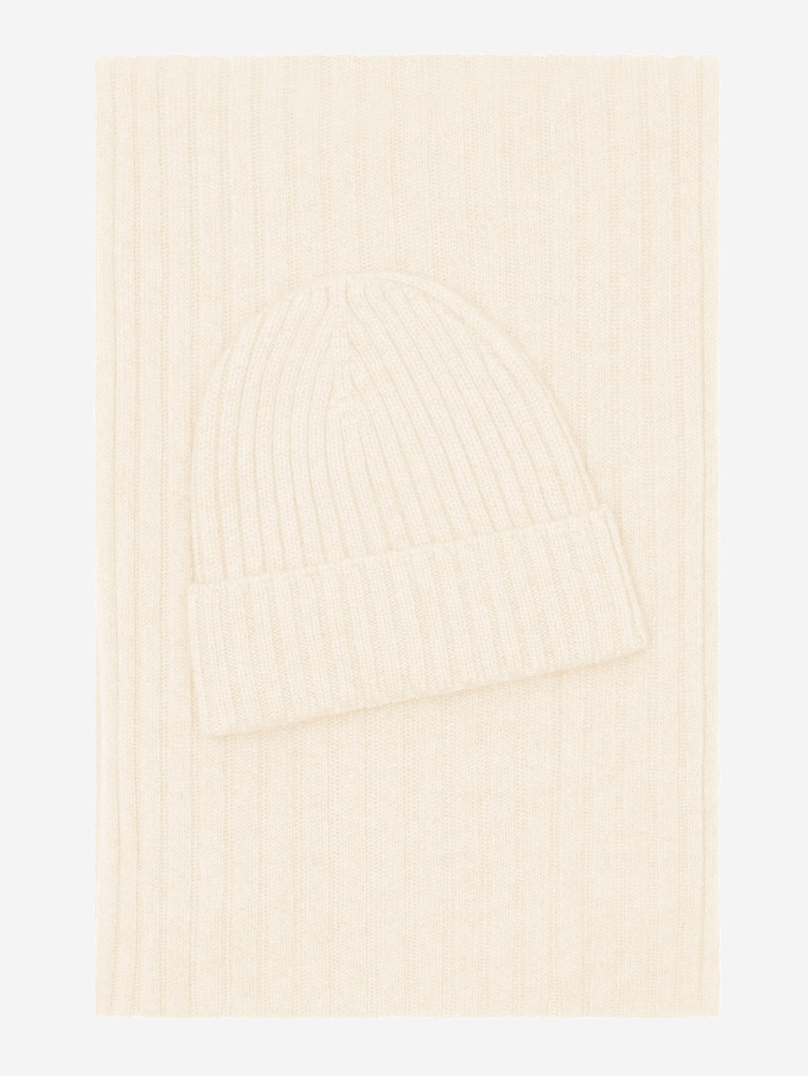 cream cashmere scarf on a light gray background