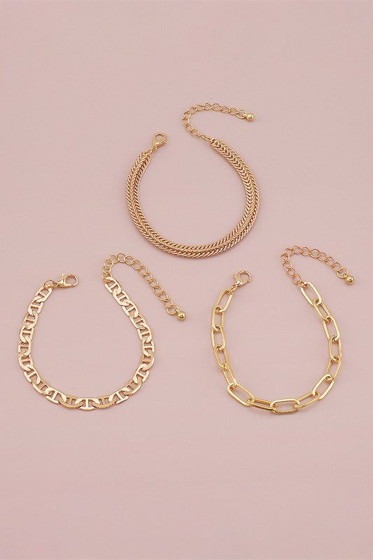 Gold Cuban Link Chain Bracelet Set-Avah