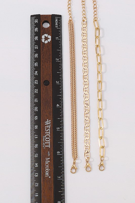 Gold Cuban Link Chain Bracelet Set-Avah