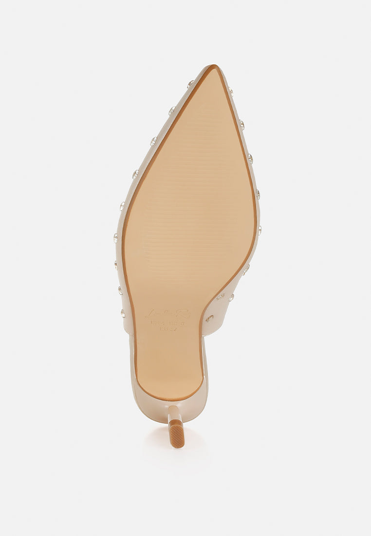 Dasavla Heart-Shaped Rhinestone Studded Slingbacks-4