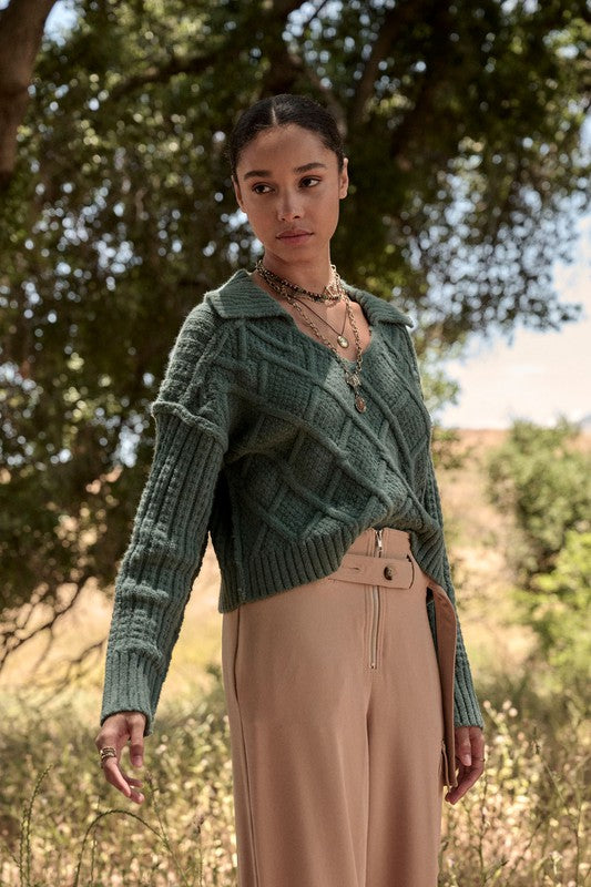 Evergreen-Mystique-Cable-Knit-Collared-Sweater-Green-Avah