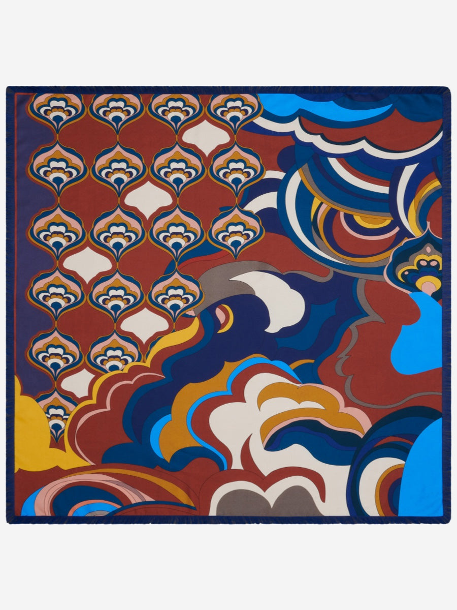 Colorful abstract silk scarf on a white background