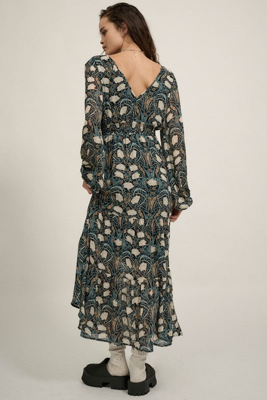 Forest-Enigma-Floral-Long-Sleeve-Maxi-Dress-Black-Green-Avah